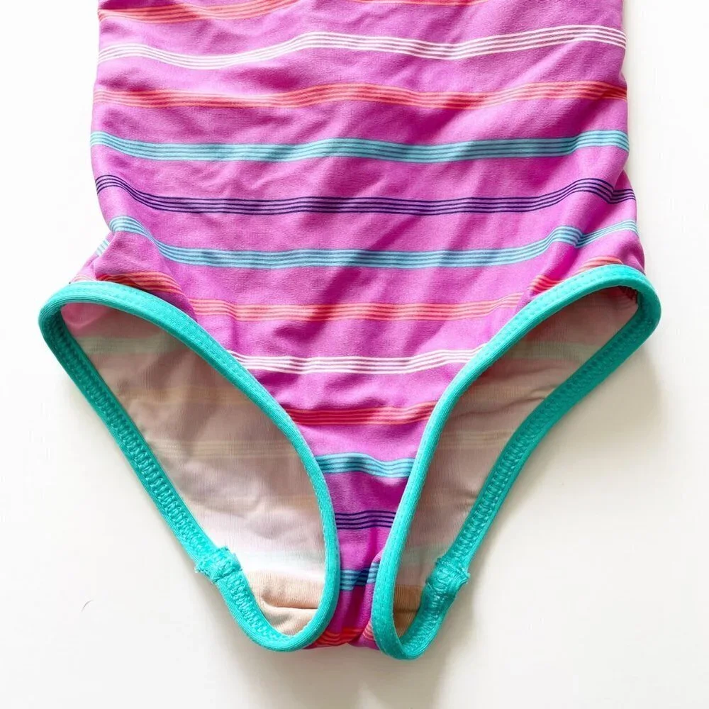 Patagonia Cross Back Ruffle Striped Swimsuit